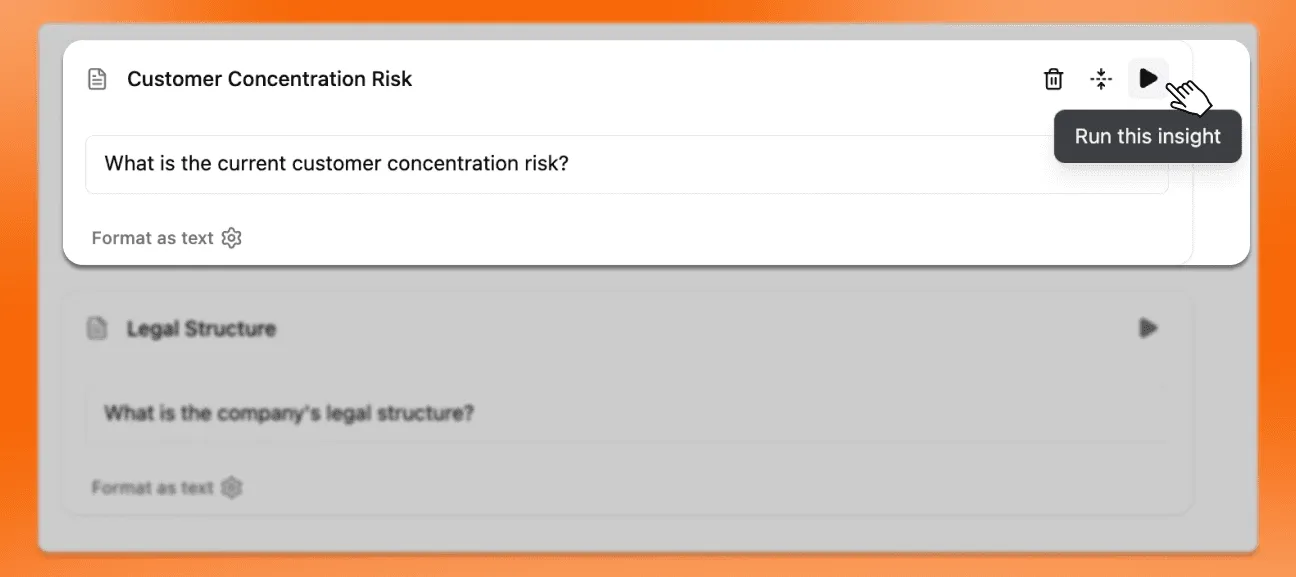 A single insight being run on its own from the insight's menu.